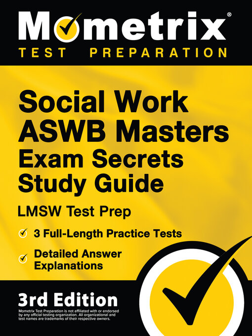 Cover image for Social Work ASWB Masters Exam Secrets Study Guide - LMSW Test Prep, Full-Length Practice Test, Detailed Answer Explanations